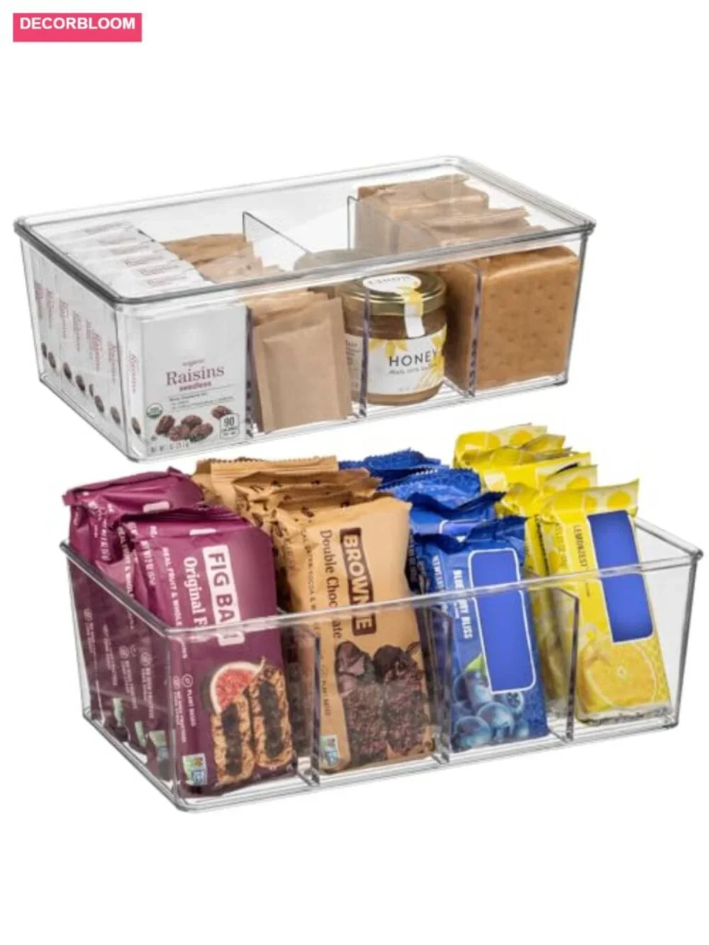 Pantry Organization Bins with Removable Dividers & Lids – 2 Pack Kitchen Storage